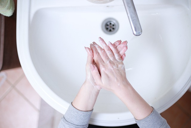 Person washing hands